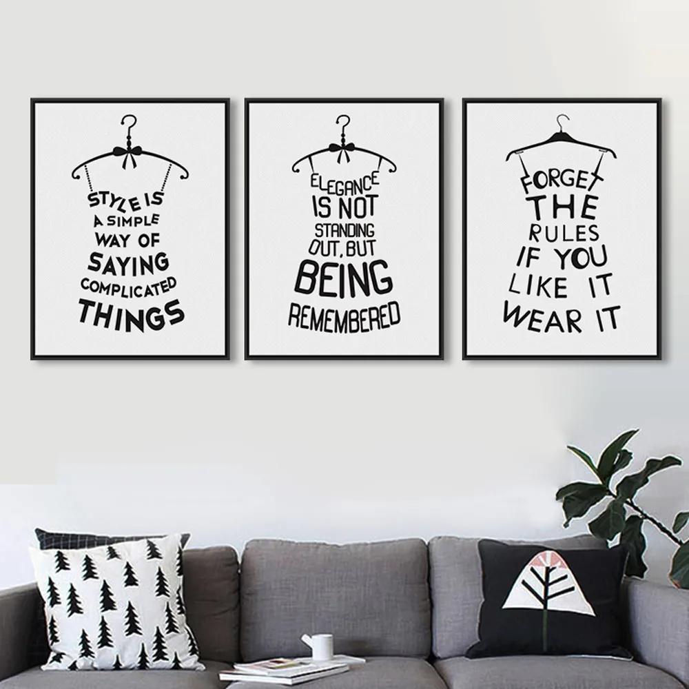 Minimalist Black White Colored Fashion Funny Hanger Interest Quotes A4