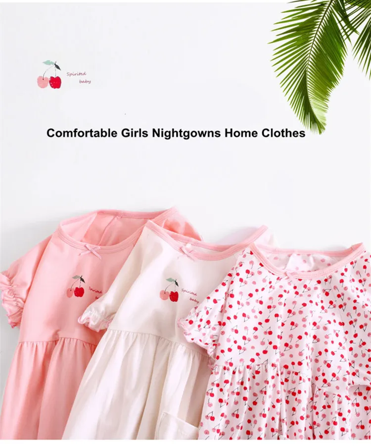 Princess nightgowns for girls cotton nightdress girls sleepwear loose dress 0