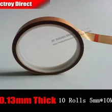 10 рулонов(5 мм* 10 м* 0,13 мм) PTFE Лента Высокая термостойкость, анти истирание, для lcd/FPC/PCB промышленных, горячего запечатывания