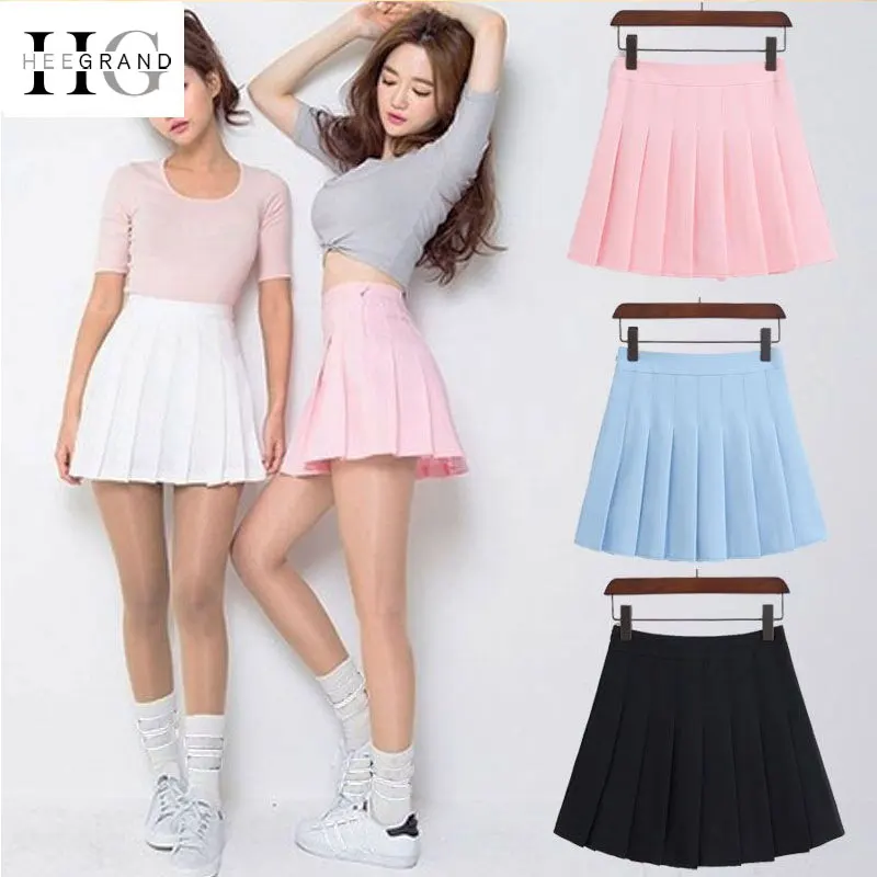 

HEE GRAND 2018 New Autumn High Waist Pleated Skirts Denim Skirts A-line Sailor Skirt Plus Size Japanese School Uniform WQB1038