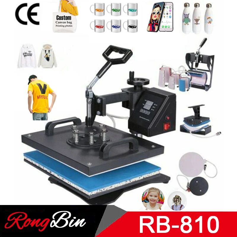 Double Display 8 In 1 Combo Heat Press Machine Sublimation Heat Press Swing Away Heat Transfer