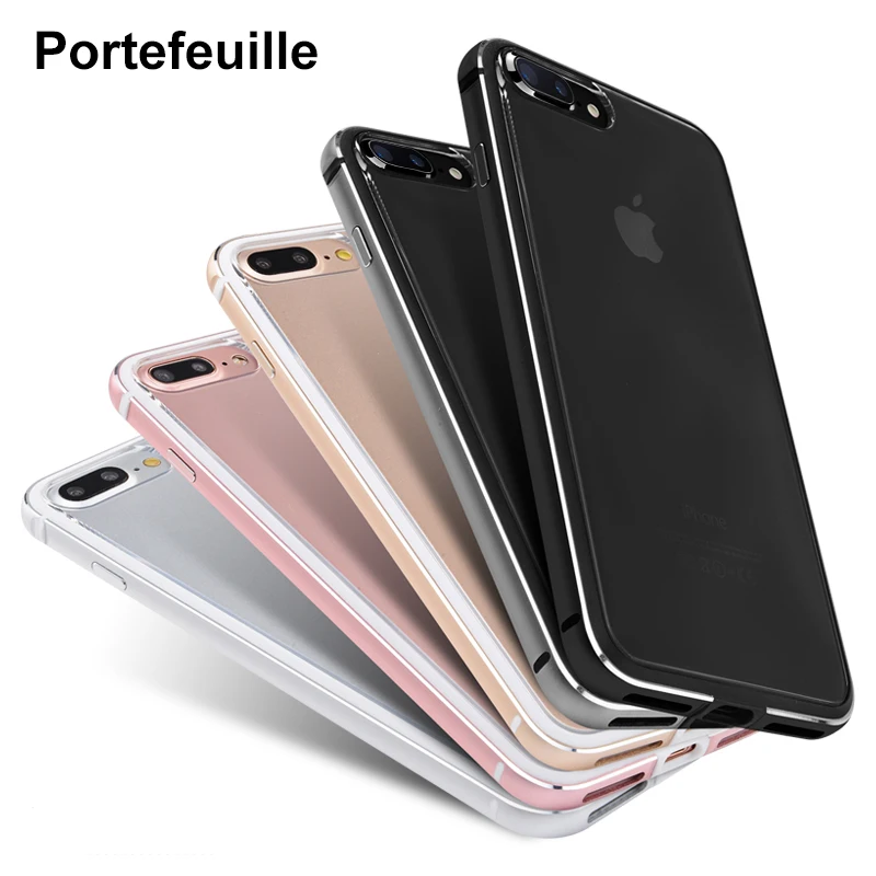 Чехол бампер Portefeuille для iPhone 7 алюминиевая металлическая силиконовая рамка чехол 8
