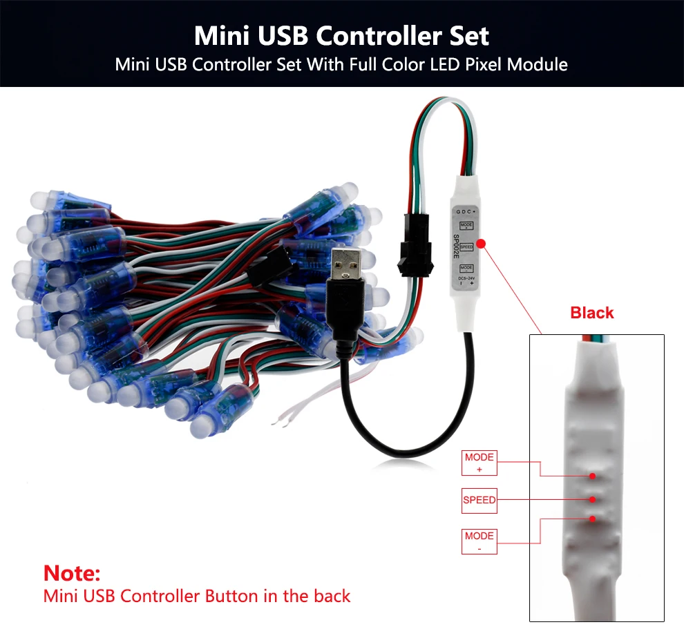 WS2811 RGB светодиодный модуль IP68 Водонепроницаемый DC5V полноцветный светодиодный пиксельный модуль световые огни 50 пикселей/штука с 17key контроллером