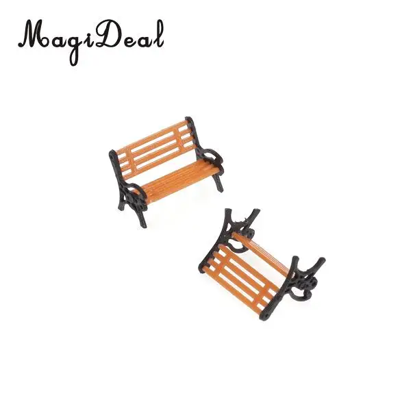 5Pcs/Lot 1:75 Plastic Model Park Bench Model for Garden Station Platform Street Scene Layout Landscape w/ Black Arm