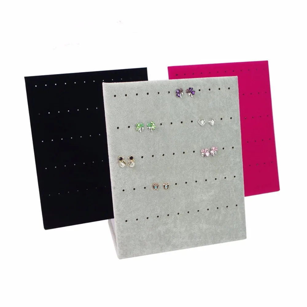 

60 Holes Jewelry Display Earring Holder Organizer Stand Velvet Charming Women Rack