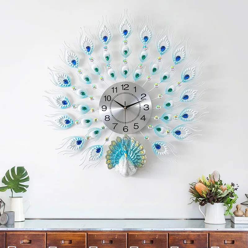 

2018 New Arrival Sale 9 Mm Sheet Two-piece Saat Klok Horloge Mural Clock Watch Peacock Fashion Silent Quartz European Simple