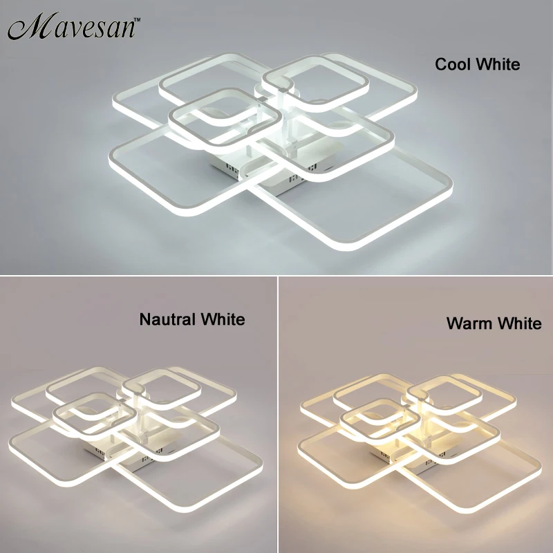  Acylic Ceiling Lights Square Rings For Living Room Bedroom Home AC85-265V Modern Led Ceiling Lamp F - 32831473743