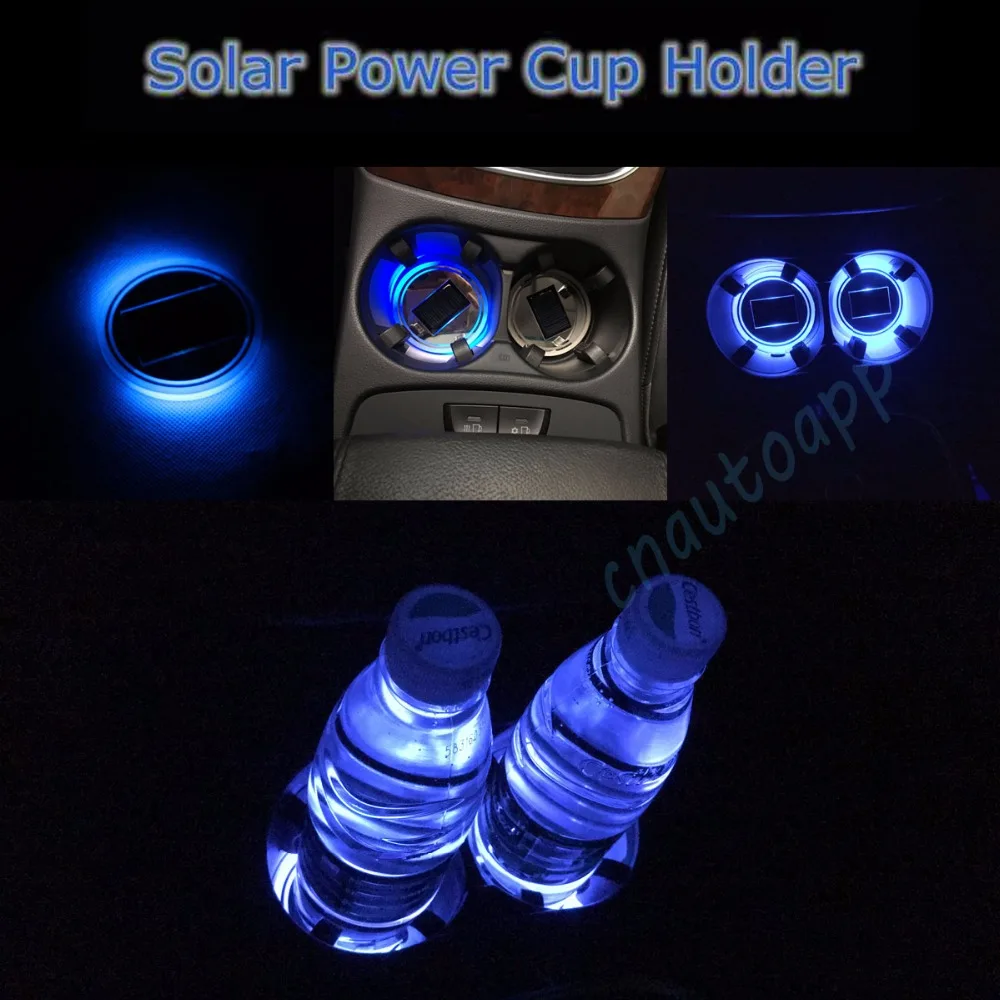 Buy Solar Power Cup Holder Solar Energy LED Light Car