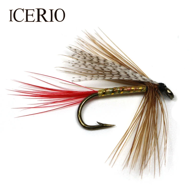 ICERIO 8PCS Gold Ribbed Wet Flies for Trout Fly Fishing Lures #10