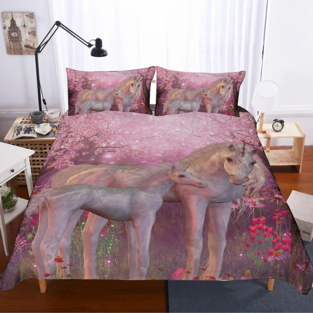 

3D Anime Suicide Printed Pillowcases Bedding Set Queen King Size Dropshipping Animal Children Gift Unicorn Plum blossom
