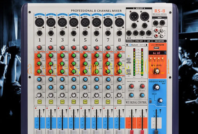 Профессиональный 8 микшер каналов с Bluetooth USB 48В Мощность сцены; обувь для свадебного торжества