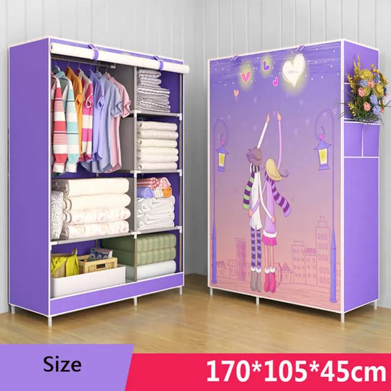 3D Cartoon Pattern Folding Cloth Wardrobe Closet Children Room Decorate Storage Cabinet Bedroom Assembly Wardrobe Home Furniture 3D Cartoon Pattern Folding Cloth Wardrobe Closet Children Room Decorate Storage Cabinet Bedroom Assembly Wardrobe Home Furniture