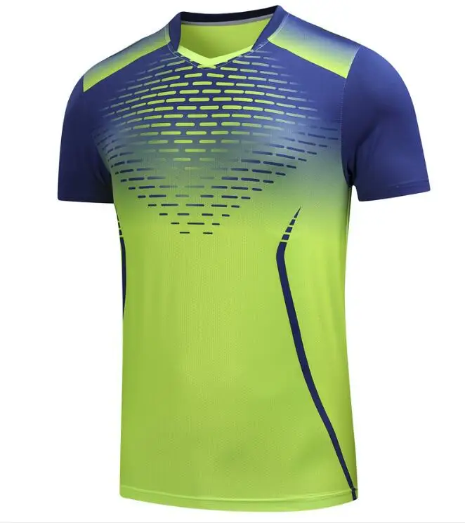 Новая Мужская/Женская футболка для бадминтона, полиэфирная дышащая футболка для настольного тенниса, быстросохнущая футболка с короткими рукавами для пинг-понга - Цвет: men green shirt