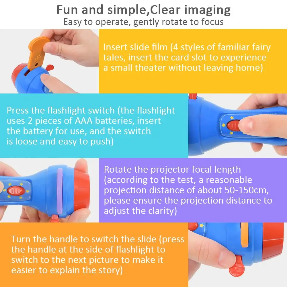 Fun Play Projector Torch Educational Light-up Game Toys for Children Kid Develop