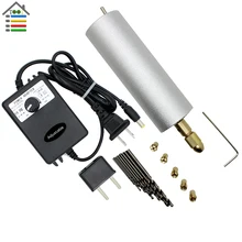 3-12V Adjustable Speed Hand Drill Motor Hole Saw Aluminum Mini Electric DIY PCB with 5pc Collets for Wood Plastic Drilling