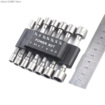

diy tools 14pcs Power Nut Driver Drill Bit 1/4'' Driver Hex + Impact Drills Driver Socket Bit Set Hex Shank Adapter Drill Nut D