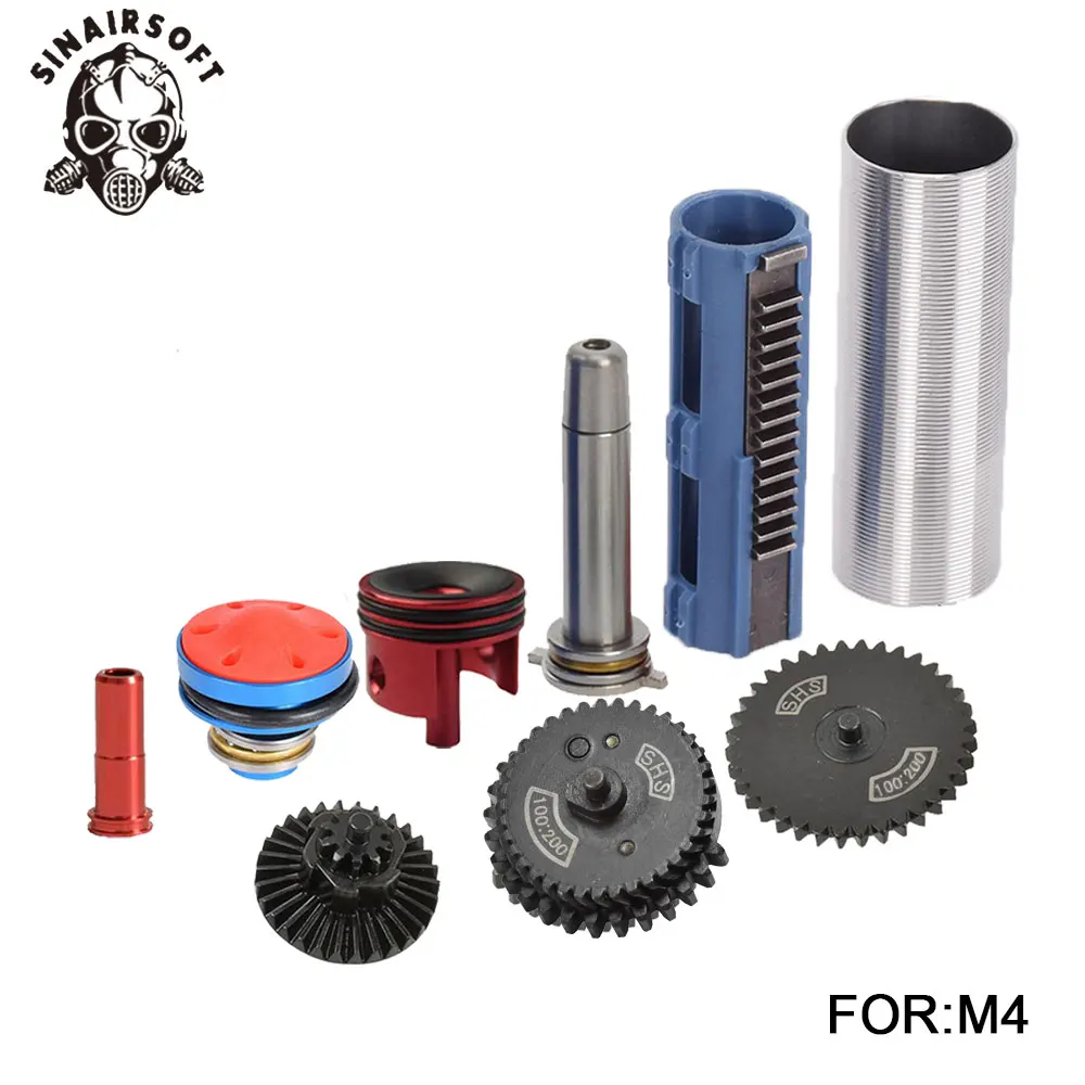 

SHS 100:200 Gear Nozzle Cylinder Spring Guide 14 Teeth Piston Kit Fit Airsoft M4 MP5 AK G36 For Paintball hunting Accessories