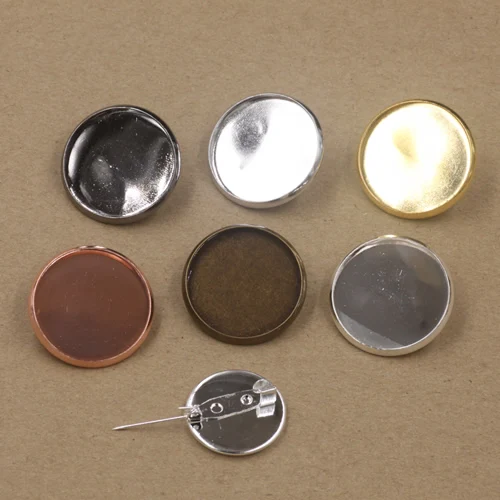 

50pcs/lot 20mm,25mm Pad/Tray brooches Antique Bronze/Gold/Silver vintage cabochon pin base blank setting diy handmade jewelry