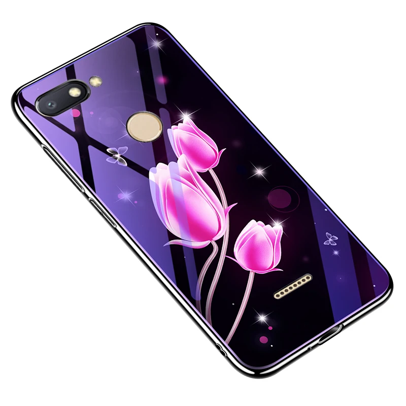 Чехол для Xiaomi Redmi 6 5 45 дюймов с цветком из закаленного стекла чехол полный