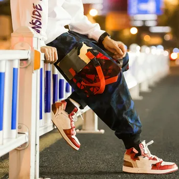 

Loose Camouflage Tooling Casual Cropped Pants Hip Hop Skateboarding Legs Harem Pants streetwear