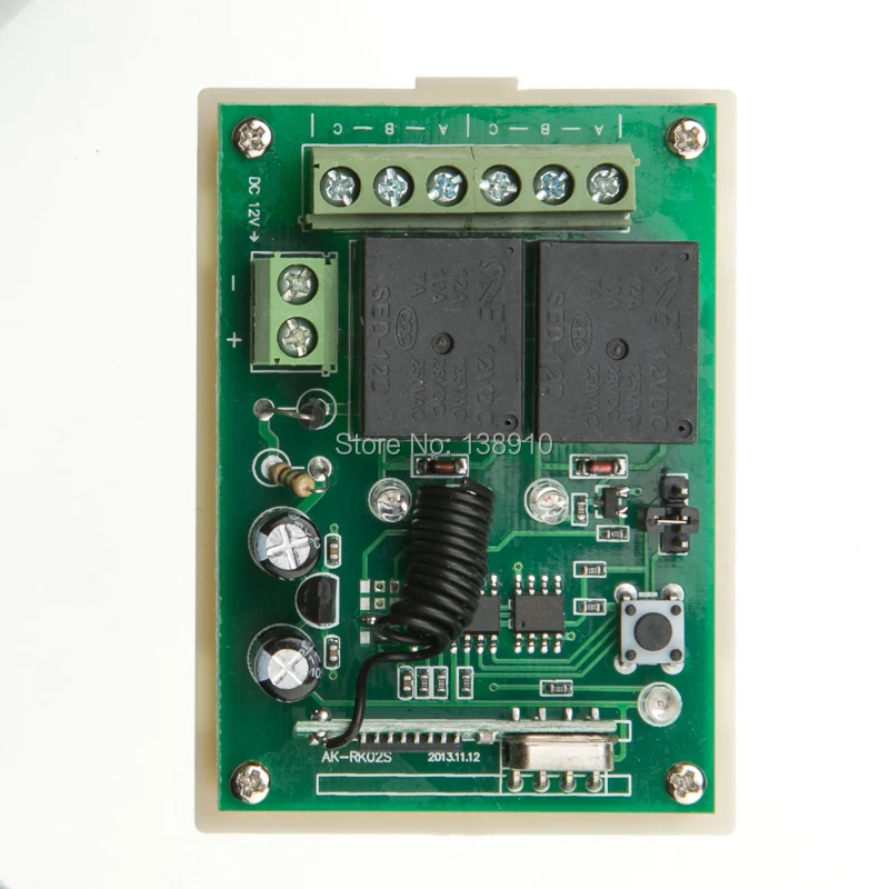 DC12V 2CH RF беспроводной переключатель системы дистанционного управления Передатчик с двухкнопочным приемником для приборов ворот гаража