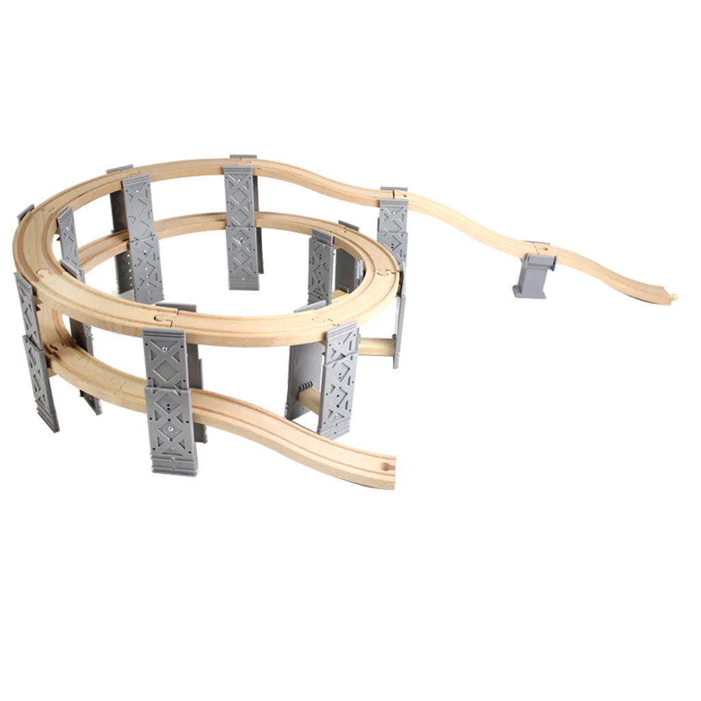 Kids Preschool Wooden Toy Trains Set Building Blocks Construction kits Play Activity, Fine Motor Skills -Spiral Track