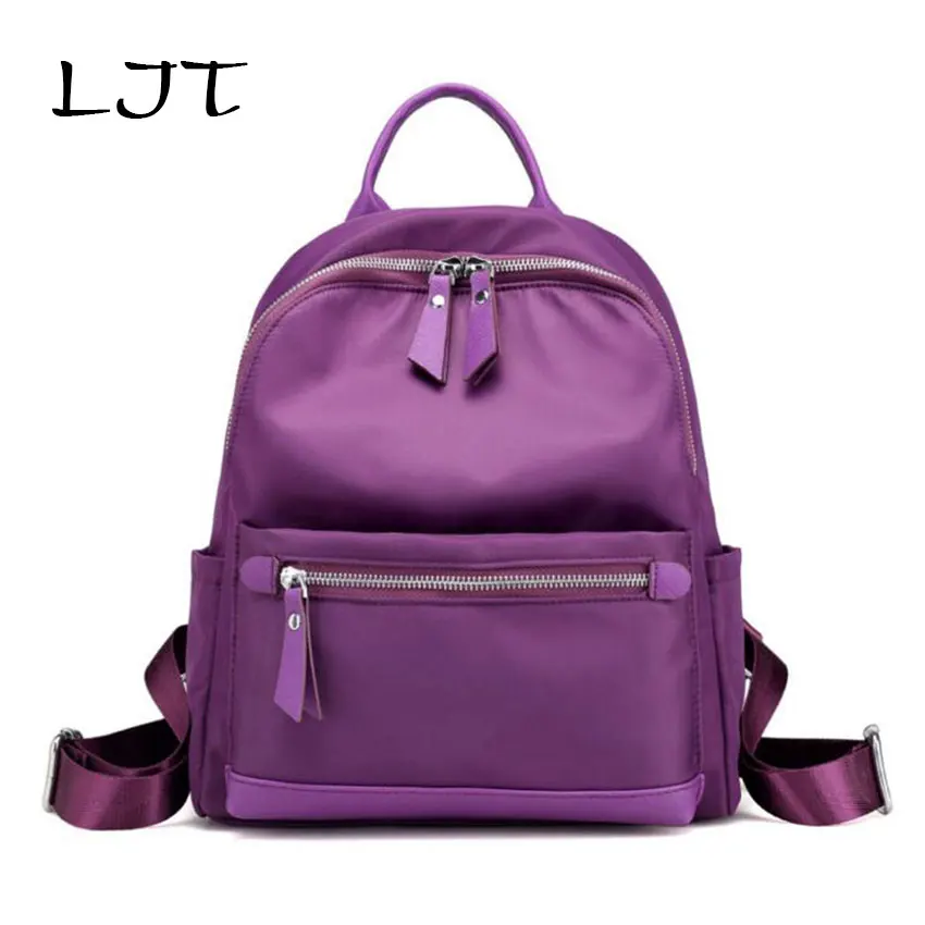 LJT Nylon Waterproof Backpack Lady Oxford Leisure Women Travel Bags