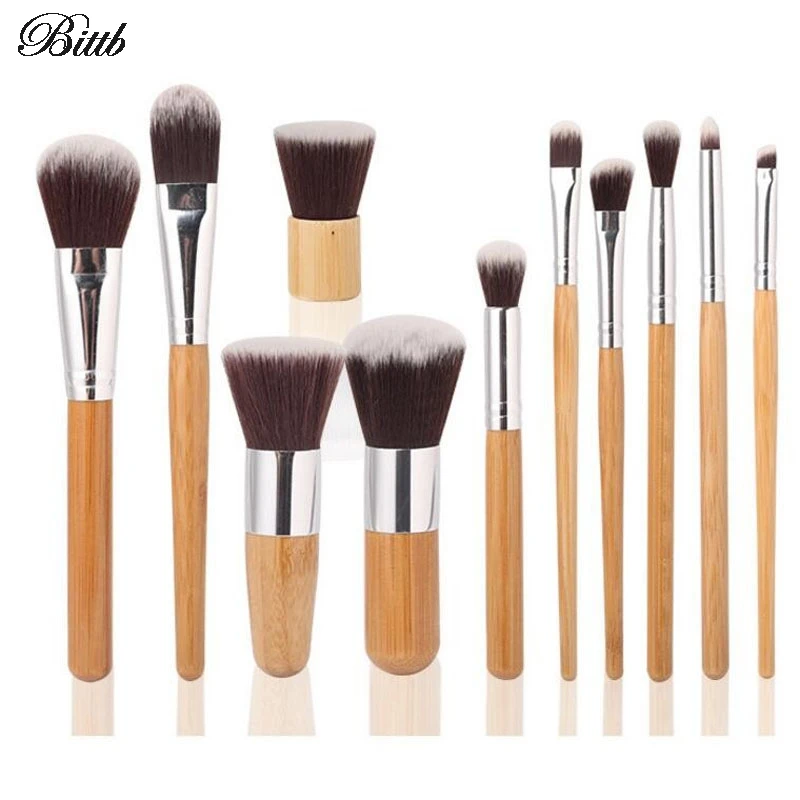 

Bittb 11Pcs Makeup Brush Set Wood Handle Cosmetics Foundation Kabuki Brush Eye Shadow Blush Powder Makeup Brushes Kit Tools