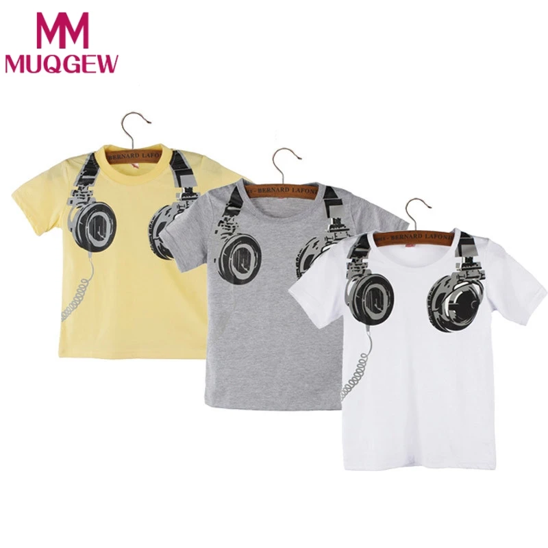 Летняя детская футболка для мальчиков с рисунком наушников Детские футболки