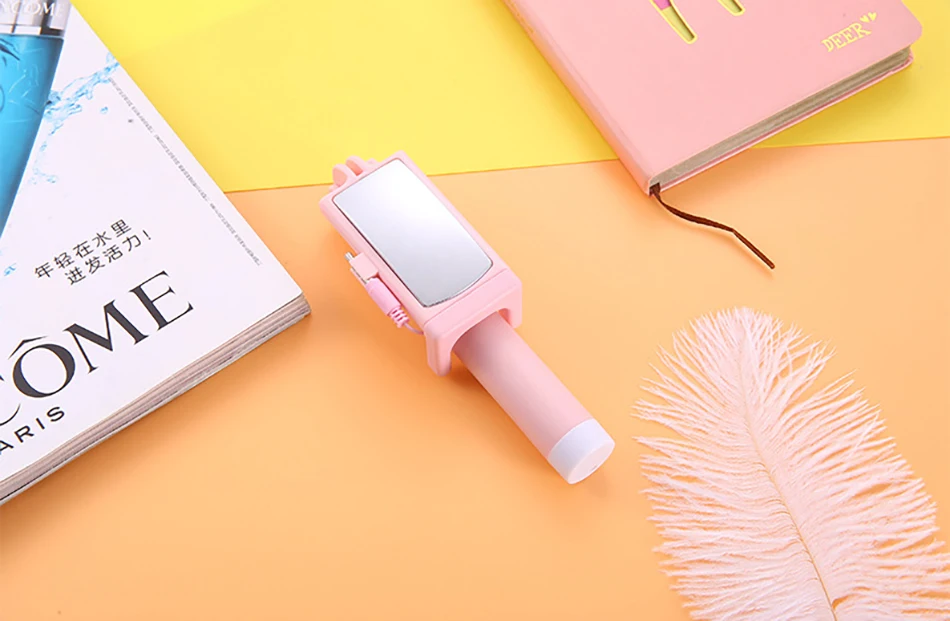 !ACCEZZ Mini Wired Selfie Stick IOS For iPhone X XR XS MAX 8 7 6 For Huawei Samsung Monopod Foldable Portable Selfiestick Mirror (20)