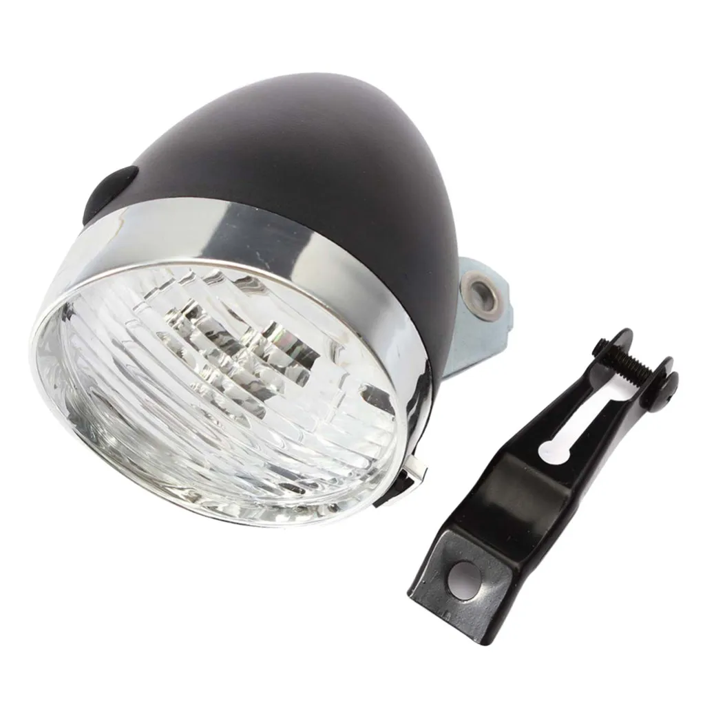Excellent Classic  LED Vintage Bike Headlight Bicycle Retro Head Light Front Fog Lamp ABS engineer plastics Silver Black high quality #PEX 1