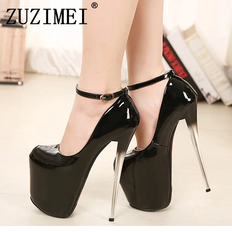 

Ultra High Heels 16cm/19cm/22cm Patent Leather Women Shoes Thin High Heels Women Pumps Platform Party Shoes big size 34-42 43