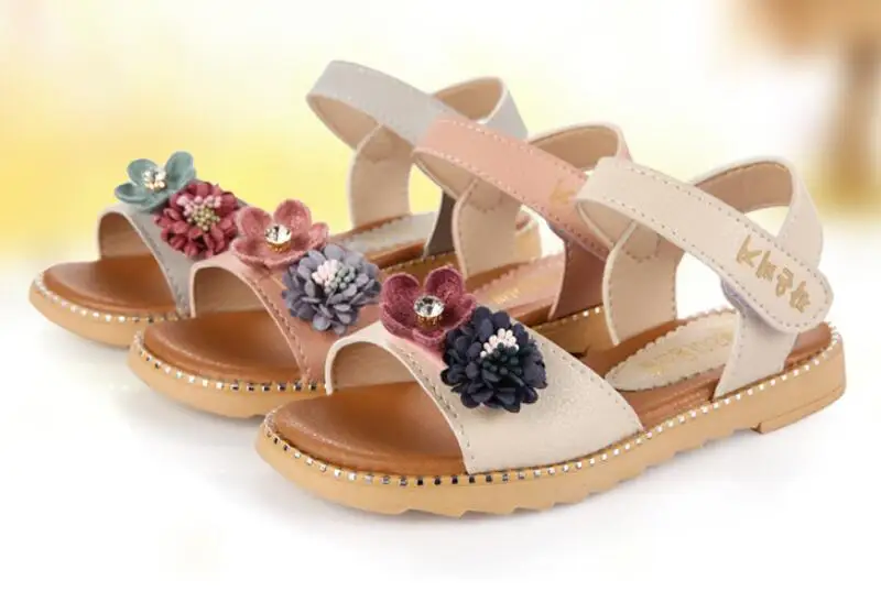 SKHEK Новые Девушки Босоножки Туфли для принцессы на новогоднюю тематику, раздел; летние туфли на плоской подошве для девочек большой сандалии Женская Студенческая обувь, детская обувь, детская обувь, женские сандалии