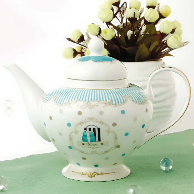 

Ceramic Teapot British Style Stripe Fashion Coffee Pot 850ml Aftternoon Tea Flower Tea Tea Ware Gift Porcelain