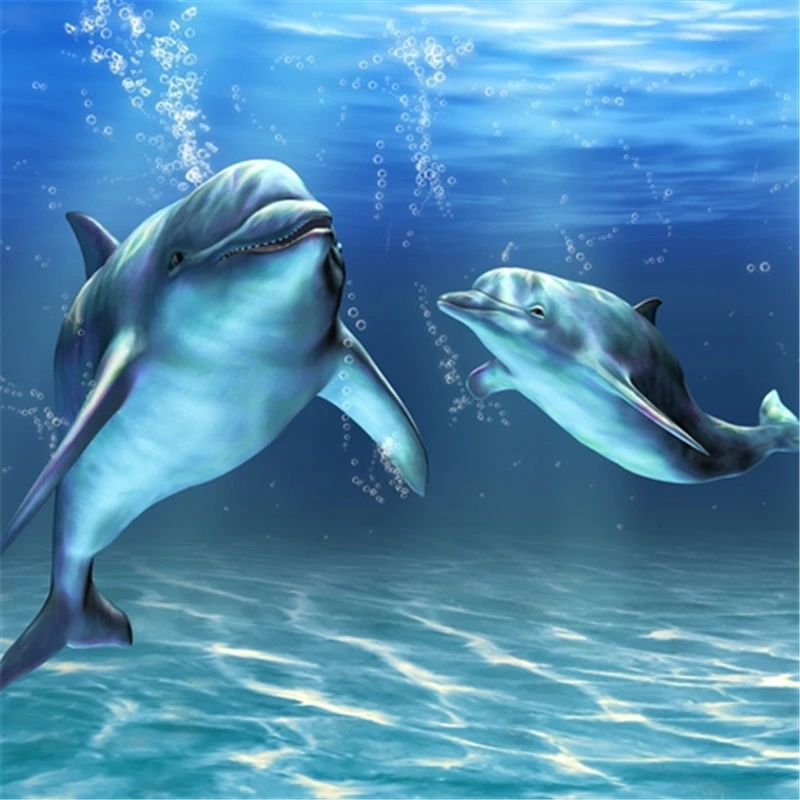 Beibehang Papel De Parede New Mural Stereoscopic 3d Hd Video Wall Wallpaper  Dolphins Background Wallpaper Bedroom Living Room - Wallpapers - AliExpress