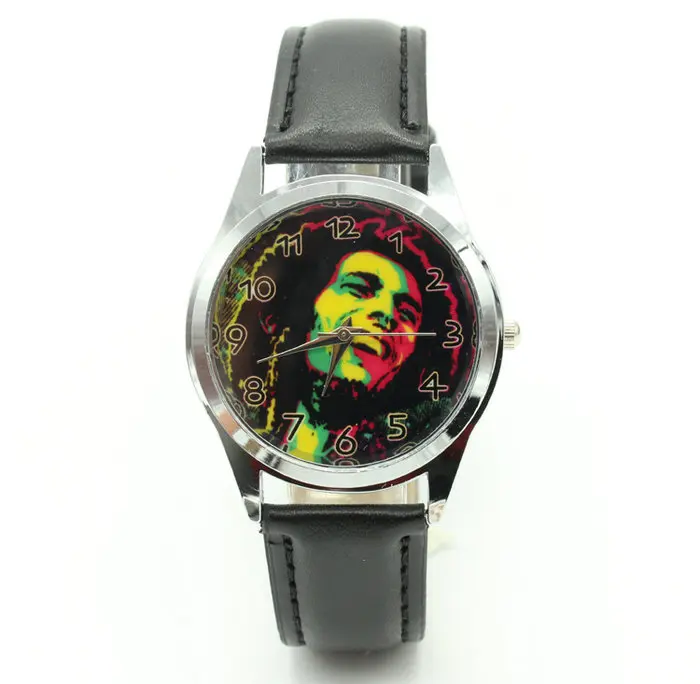 Jamaica Bob Marley модные Стальные наручные часы черный кожаный ремешок | Наручные