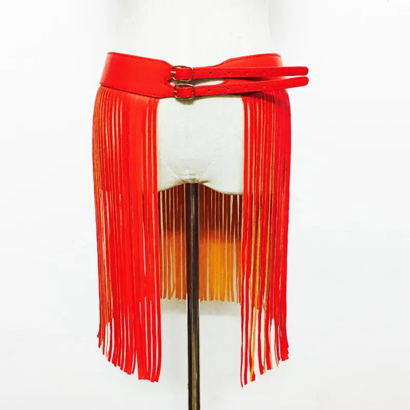 Hot Sexy Long Tassel Fringe Ladies Faux Leather Belts Luxury Women