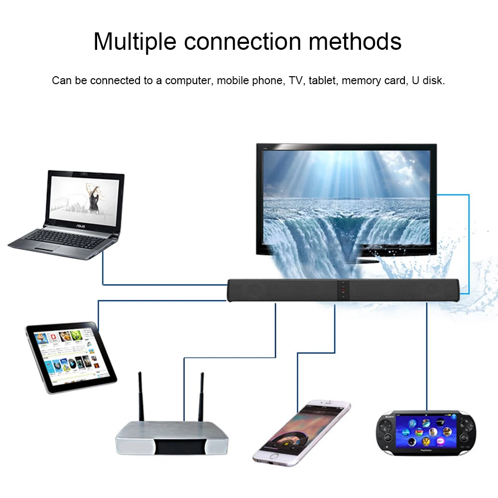 20W(Detachable)Wireless Bluetooth Speaker Column Soundbar Stereo TV Speakers Home Theater 2000mAh Sound Bar TF U-Disk For TV PC