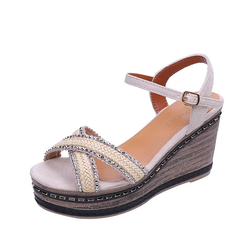 

2019 Fashion Women Wedge Sandals Summer High Platform Casual Shoes wedge Heels Woman Thick Soled Beach Sandals Sneakers