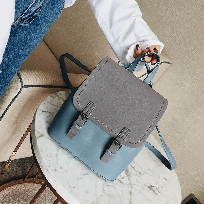 De cuero de las mujeres de mochila de moda de mujer mochilas para las chicas bolsas multifunción Negro Bolsa mochila XA1139H