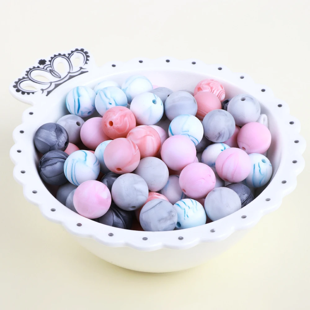 TYRY.HU 10pcs Silicone Beads 9/12/15mm Marble Baby Teething Beads DIY Craft Jewelry Necklace Pacifier Chain Bracelet BPA Free teething toys silicone teething toys baby teething toys silicone beads silicone teether silicone teething beads