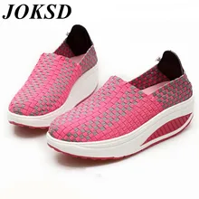 Joksd Для женщин обувь Новое поступление года дышащая прогулочная спортивные кроссовки на танкетке обувь A182