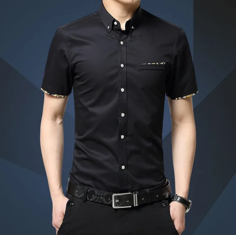 Cena 2017 nowych moda koszula męska bawełna wysokiej jakości koszula męska na co dzień Slim z krótkim rękawem koszula społecznej męska darmowa wysyłka