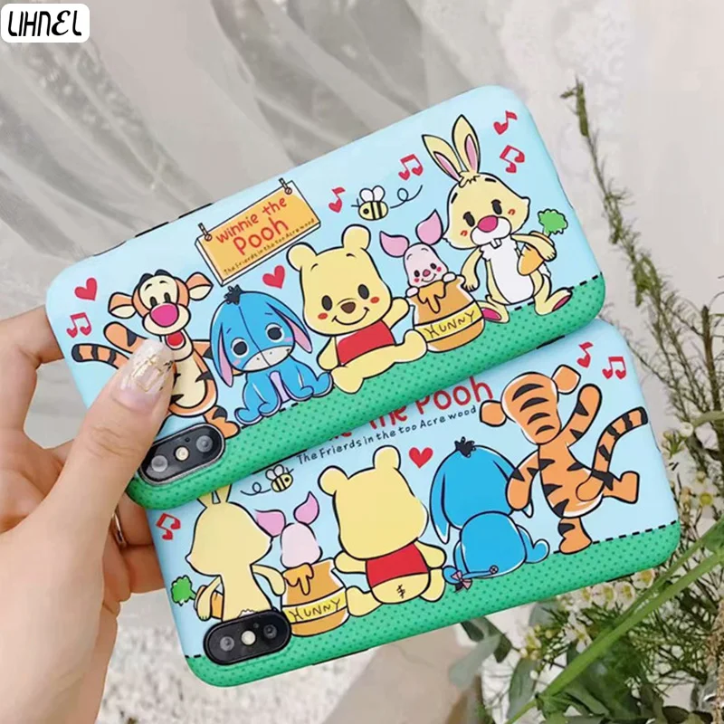 

Silicon Case for iPhone 7Plus Cute Bear Piglet Tiger IMD Case Cover for Apple iPhone X XS Max XR 6 6S 7 7Plus 8 8Plus etui coque