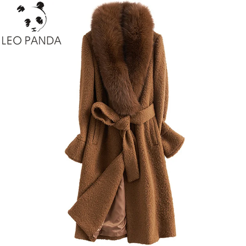 

Superior quality Wool Coat Winter Coat Women Clothes 2019 Alpaca Casual Elegant Slim Fit Fur Collar Long Woolen Coat Casaco