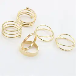 6 шт./компл. уникальный набор колец в стиле панк Золотой Серебряный кольца костяшки для Для женщин кольцо на палец