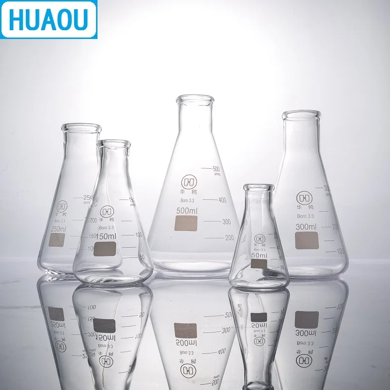 Колба Erlenmeyer HUAOU 25 мл боросилированное стекло 3 дюйма узкая горловина коническая