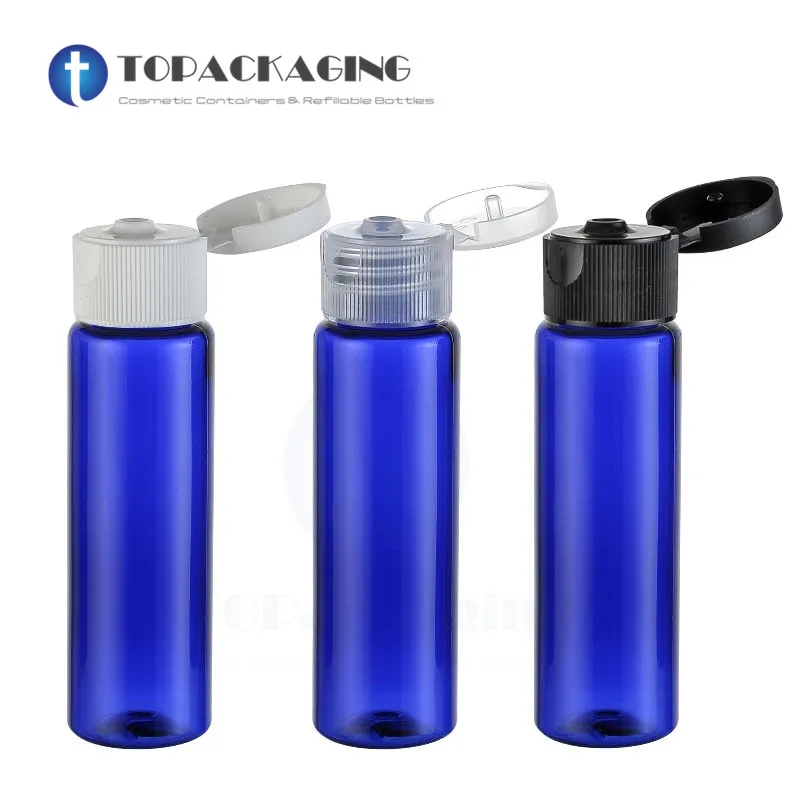 50PCS*30ML Blue Plastic Flip Screw Cap Bottle Empty Shower Gel Shampoo Lotion Cosmetic Container Sample Essential Oil Refillable