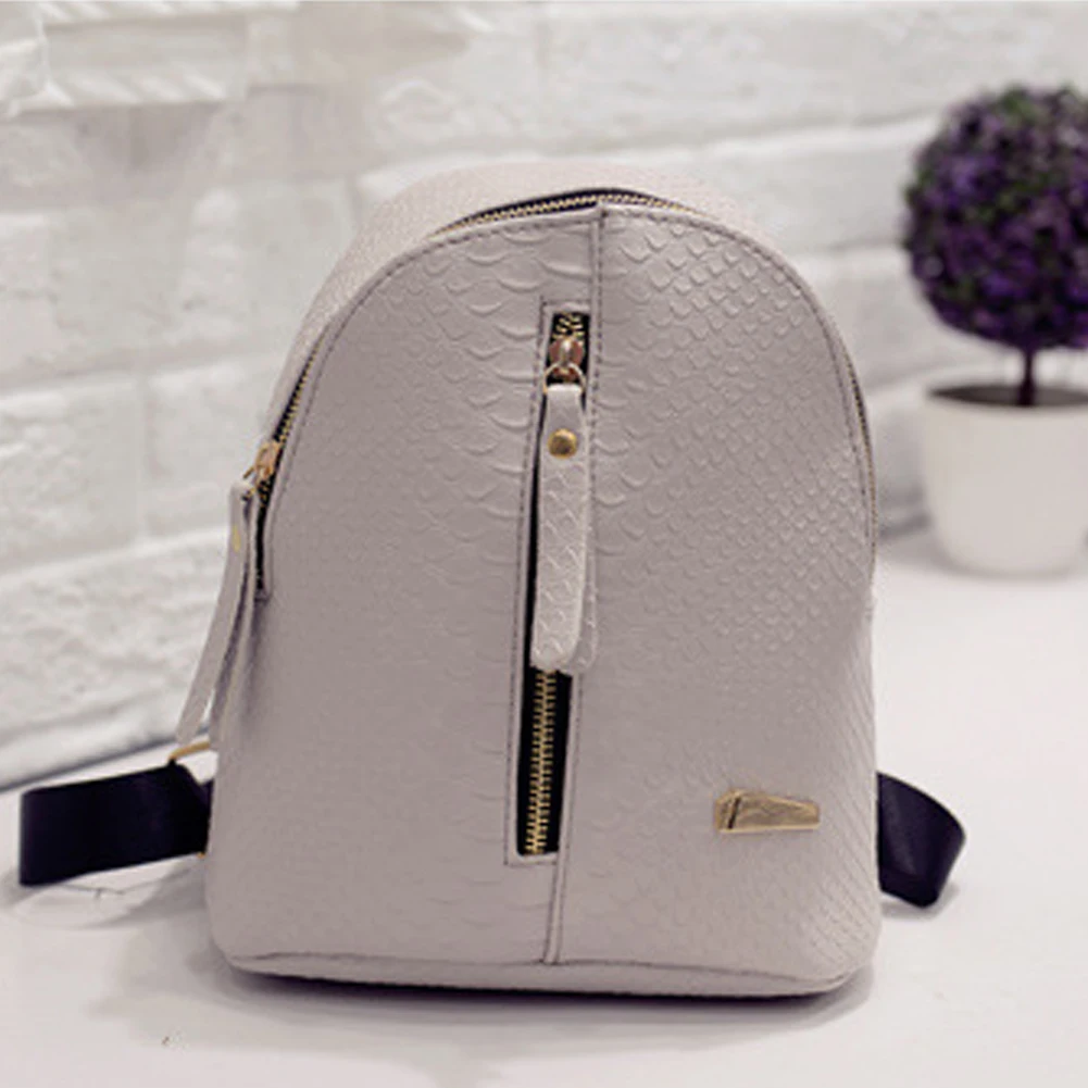 fashion small women backpack black rucksack serpentine pu leather women shopping purse travel bag student school backpacks