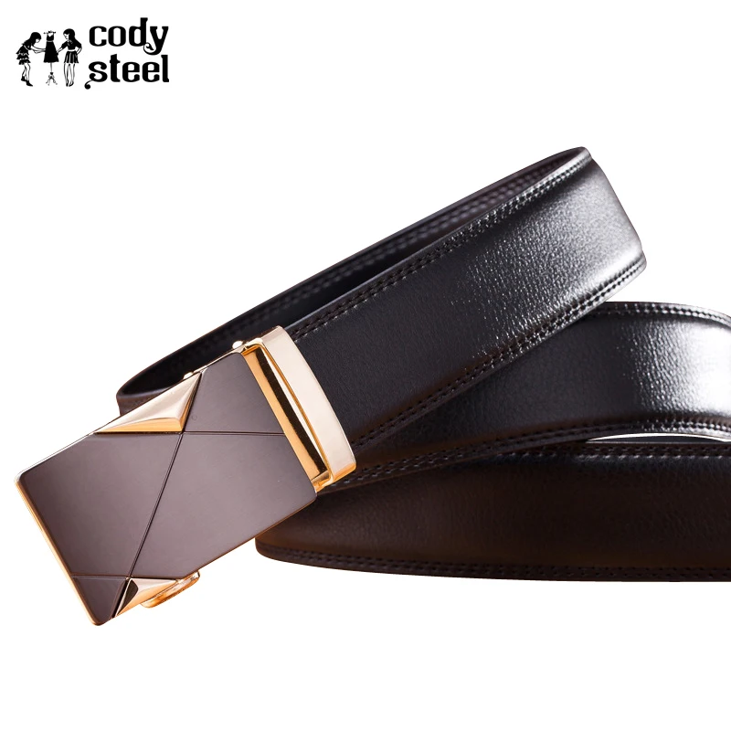 Cody Steel Popular Male Belts PU Leather Automatic Buckle Men Brand Black Belts Fashion Casual